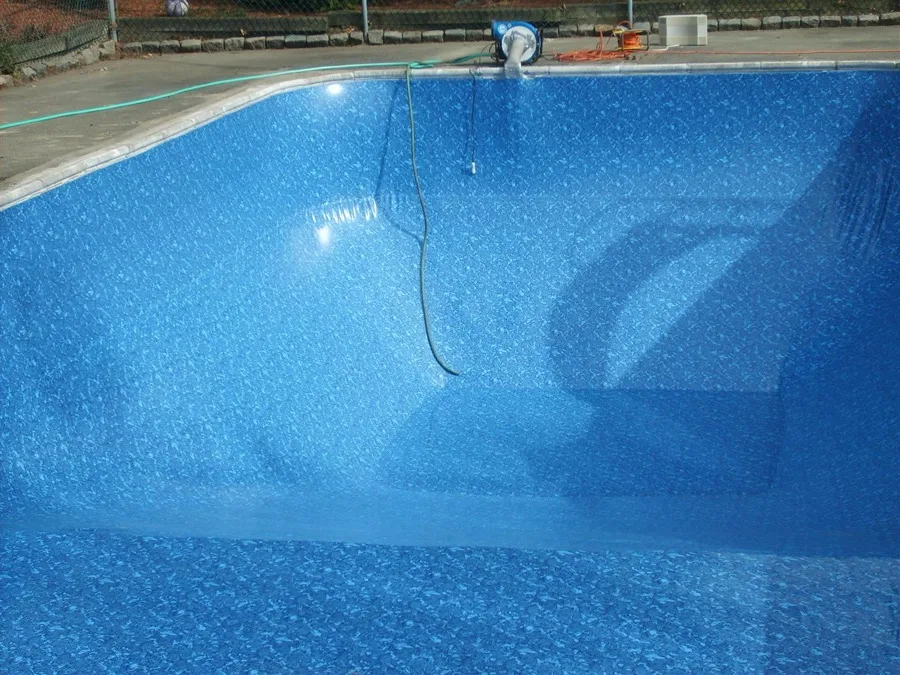 Close-up detail of a new pool liner